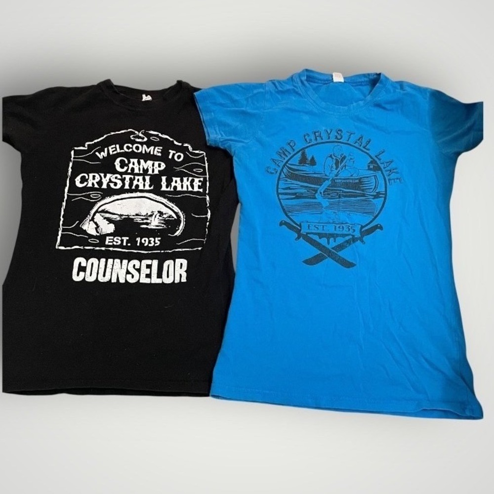 Friday the 13th Camp Crystal Lake T-Shirt Lot Small Black Blue Horror Movie 80's